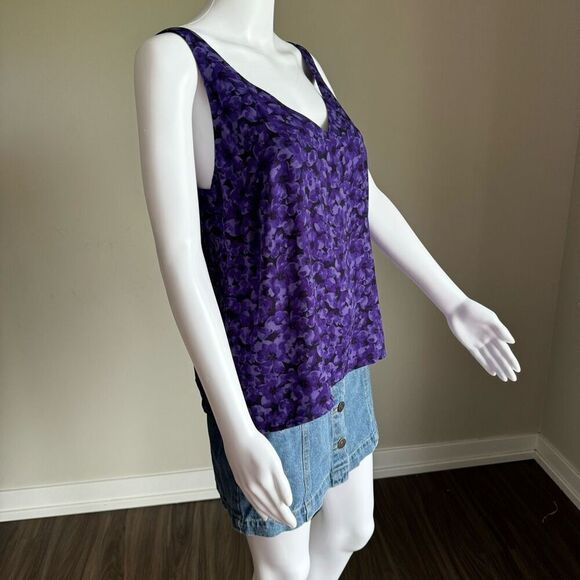 A New Day Women’s Medium Purple Violet Floral C-Neck Tank Top NWT - Picture 4 of 10